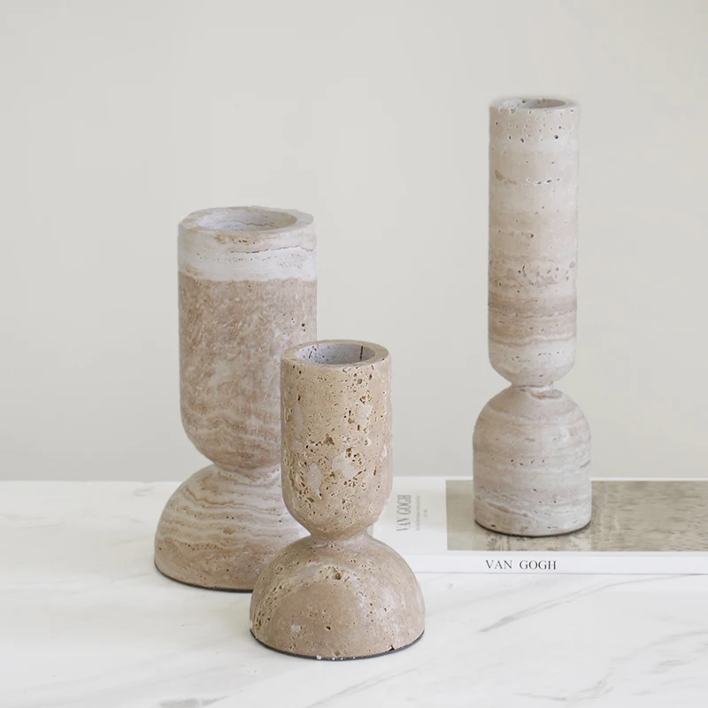 Light Luxury Natural Trunk Candlesticks, Minimalist Pillar-shaped Dining Table Entrance Candlesticks, Photography Props