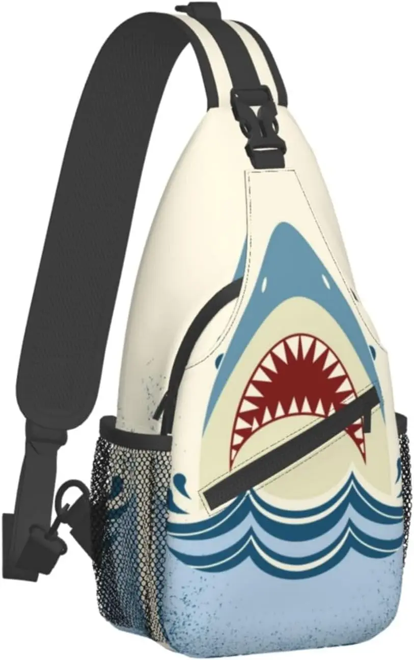 Shark Sling Backpack Chest Bag Crossbody Shoulder Bag Gym Cycling Travel Hiking Daypack For Men Women