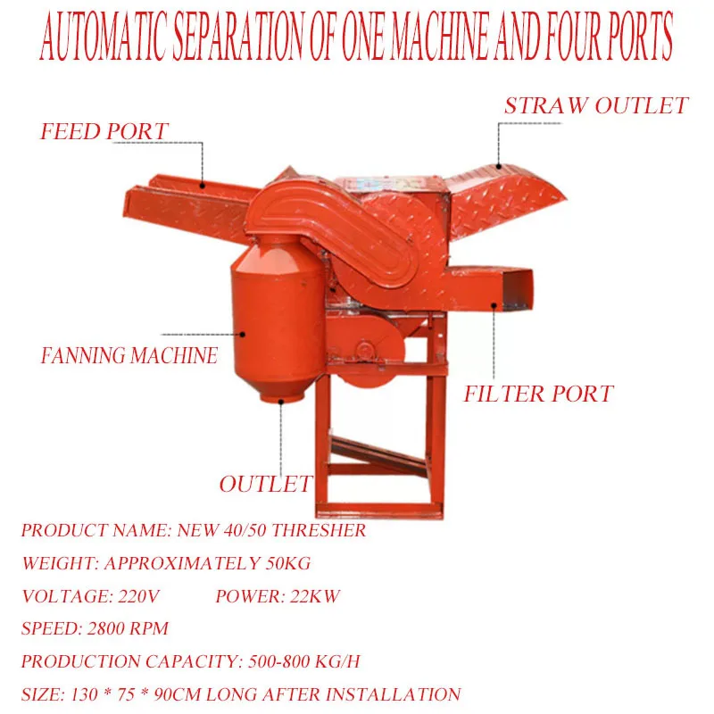 Multifunctional Household Rice Wheat Grain Multiple Crops Thresher Millet Soybean Rapeseed Sorghum Threshing Machine