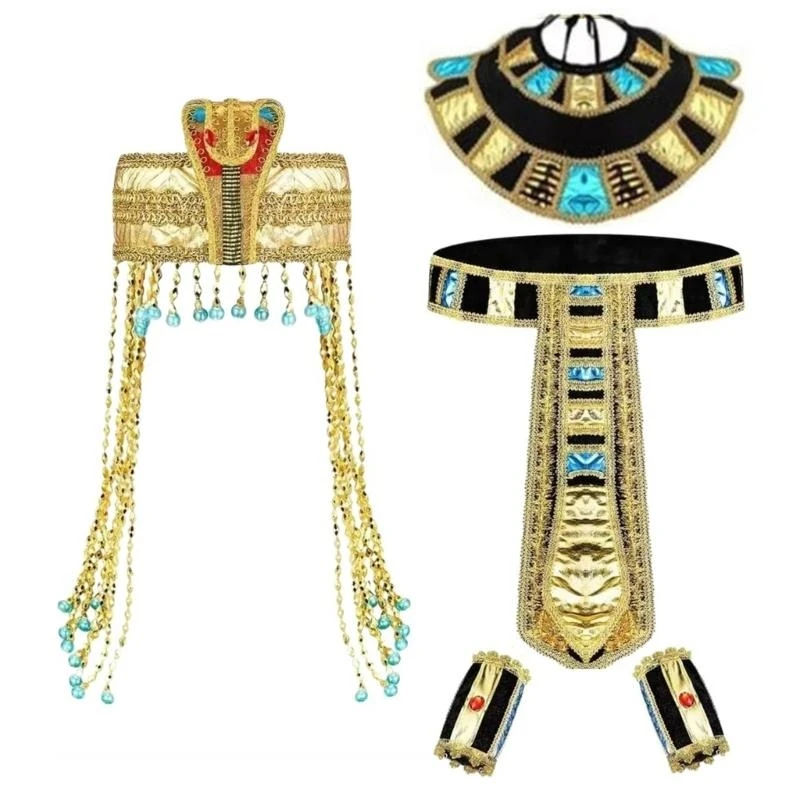 Fantas figuradas egípcias Y5GC para mulheres Halloween, acessórios antigos do traje do Egito para a festa cosplay do Dia da