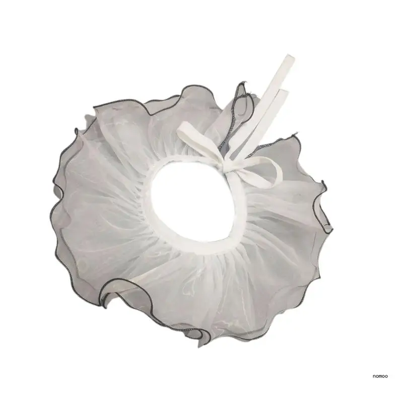 Women Detachable Collar Double Layer Ruffle Collar Shawl Wrap Dress Faux Collar