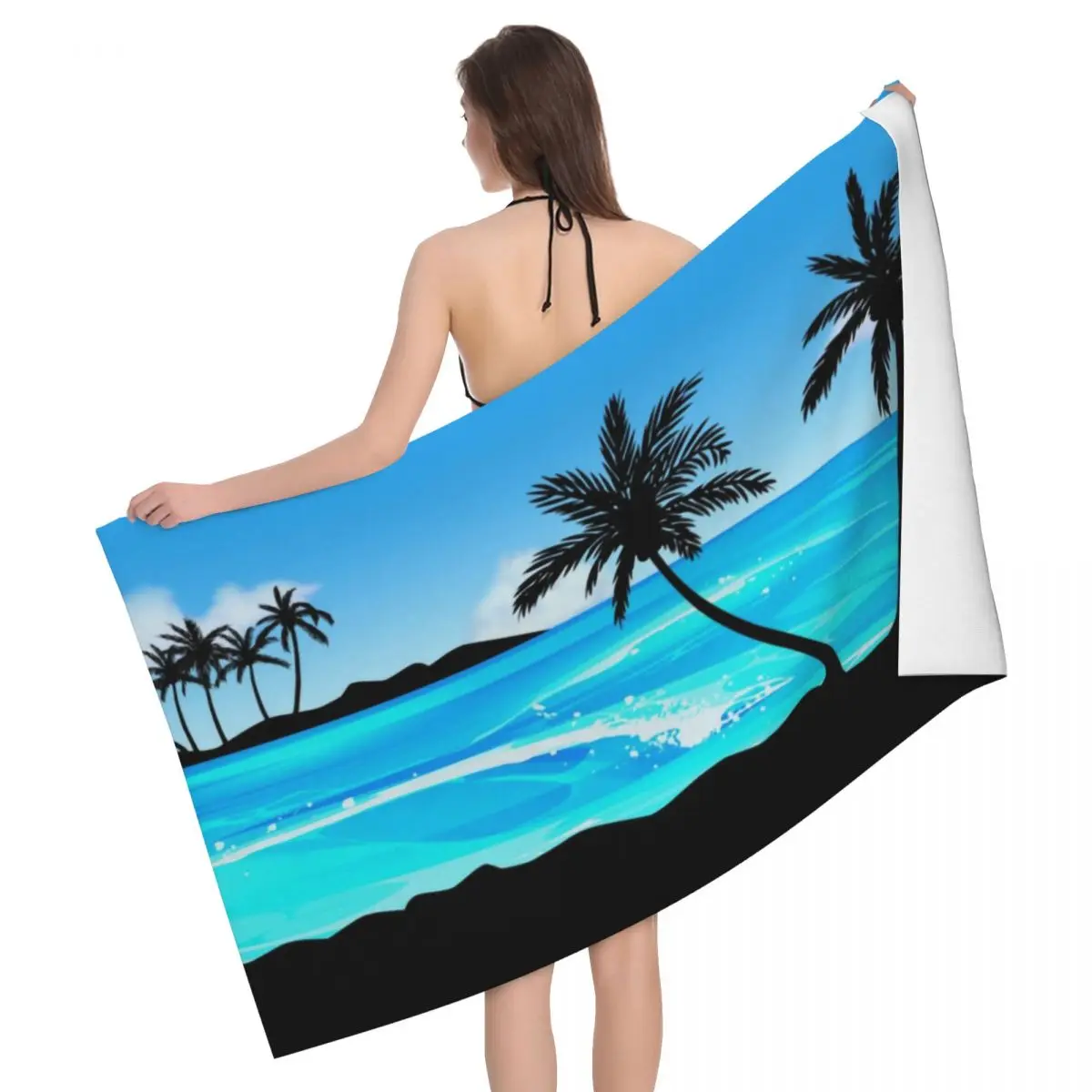 Custom Summer Aesthetic Waves Surf In Hawaii Beach Towel Quick Dry Vaporwave Holiday Super Soft Microfiber Shower Sauna Towels