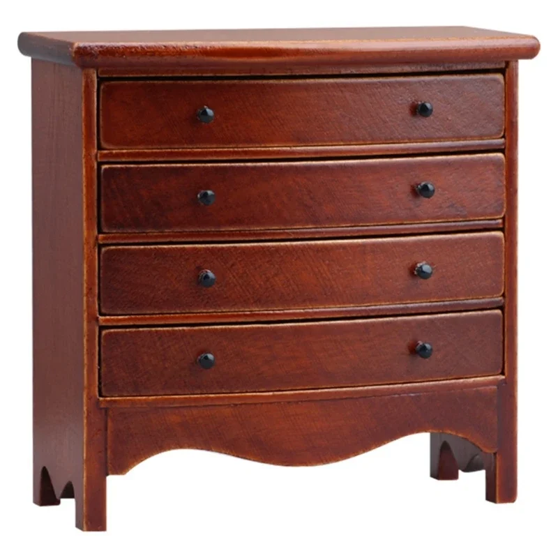 소형 나무 서랍 캐비닛 모델 입상 1/12 인형 집 액세서리 침실 장면 디스플레이 인형 집 가구 15UB