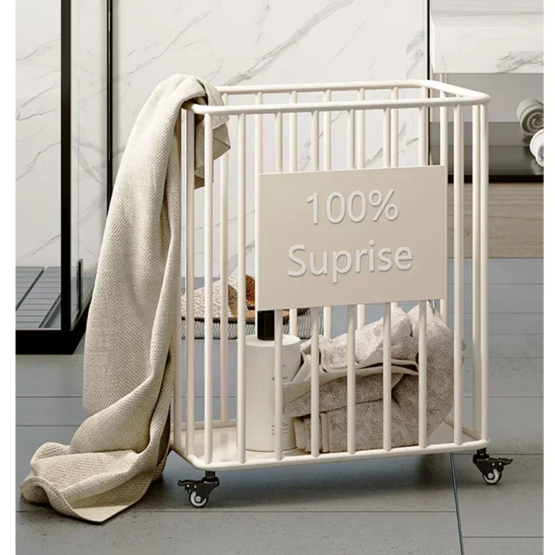 High Fence Laundry Basket Multi-function Storage Brakes for Stability Practical Home Laundry