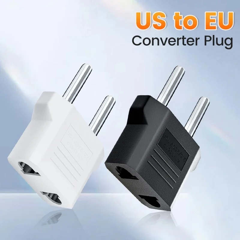 US to EU Plug Adapter Converter, 4.0/4.8mm Compatible, American China Korean to European Power Socket Adapter, Universal Travel
