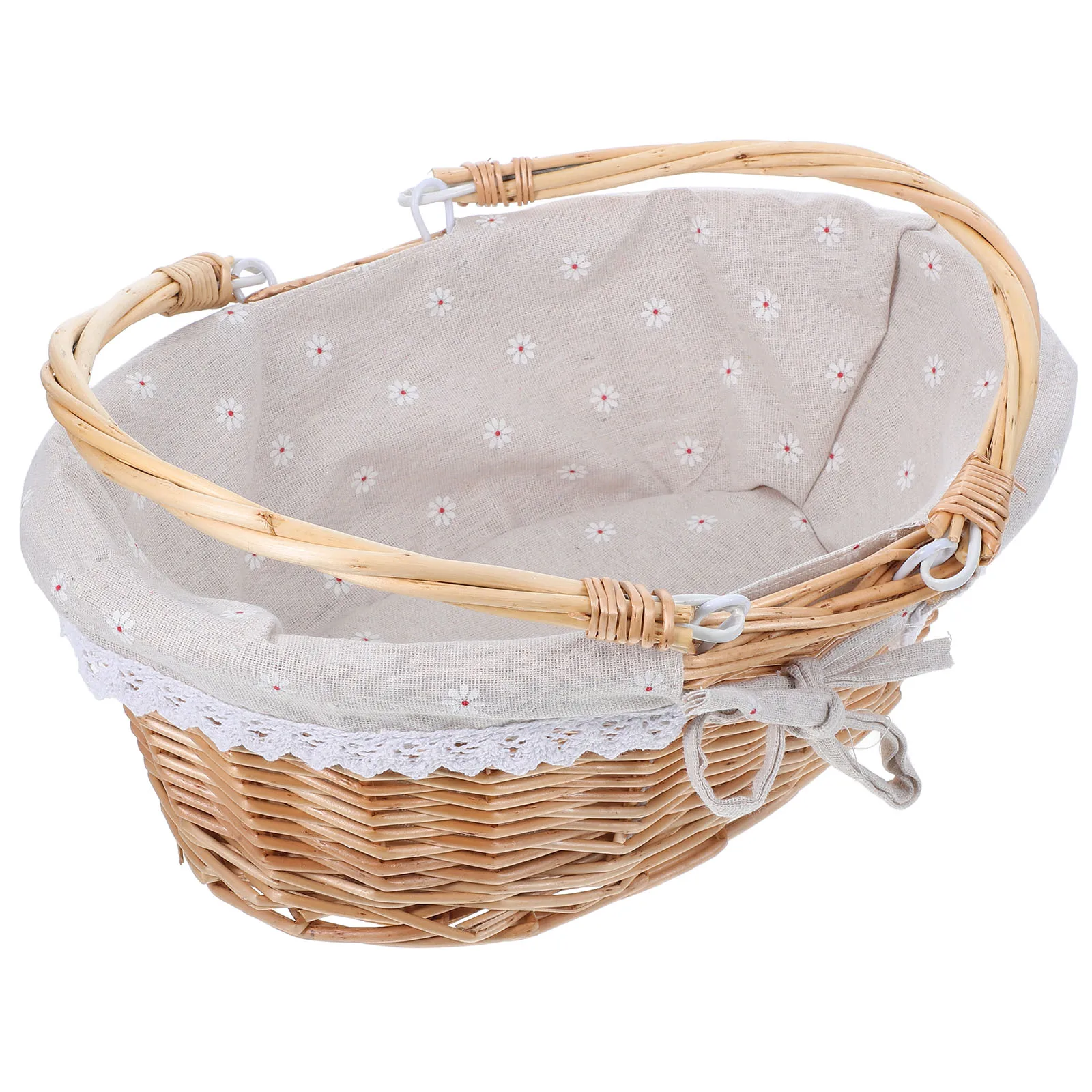 ريفي المنسوجة يدويا سلة خوص المحمولة تخزين الفاكهة المنظم المطبخ المنزل مكافحة سلة النزهة للتجمع في الهواء الطلق #2