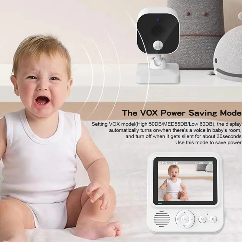 2.8Inch LCD Video Baby Monitor 2.4G Wireless Security Baby Camera 2-Way Talk Night Vision Temperature Baby Cry Alarm