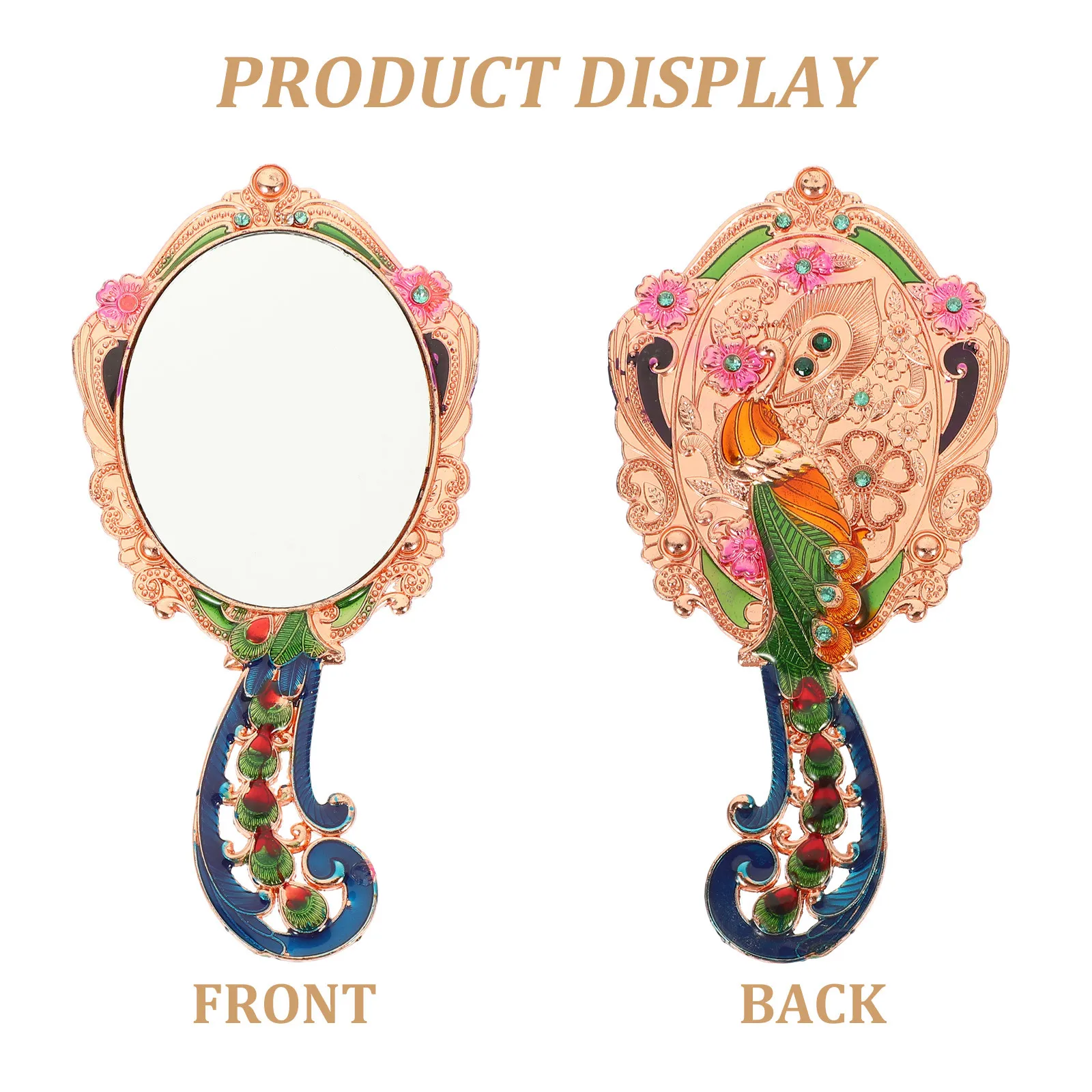 

2Pcs Vintage Peacock Makeup Mirror and Comb Compact Portable Mini Vanity Handheld Travel Mirror for Girls Teens Women