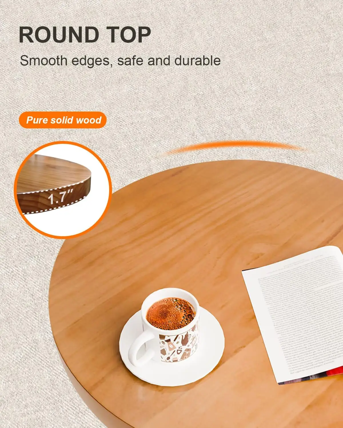 Round Bar Table, 22"" W High Top Table With Stable Square Base, Modern Style Cafe Table Solid Wood Pub Table For Cafe, Living