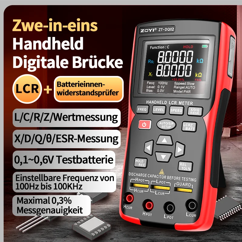 Image of ZOYI ZTDQ02 Hochpräzises LCR-Brückenmessgerät 100Hz-100kHz ESR-Tester Kondensator Induktor Widerstand Batterie Innenwiderstand Mu