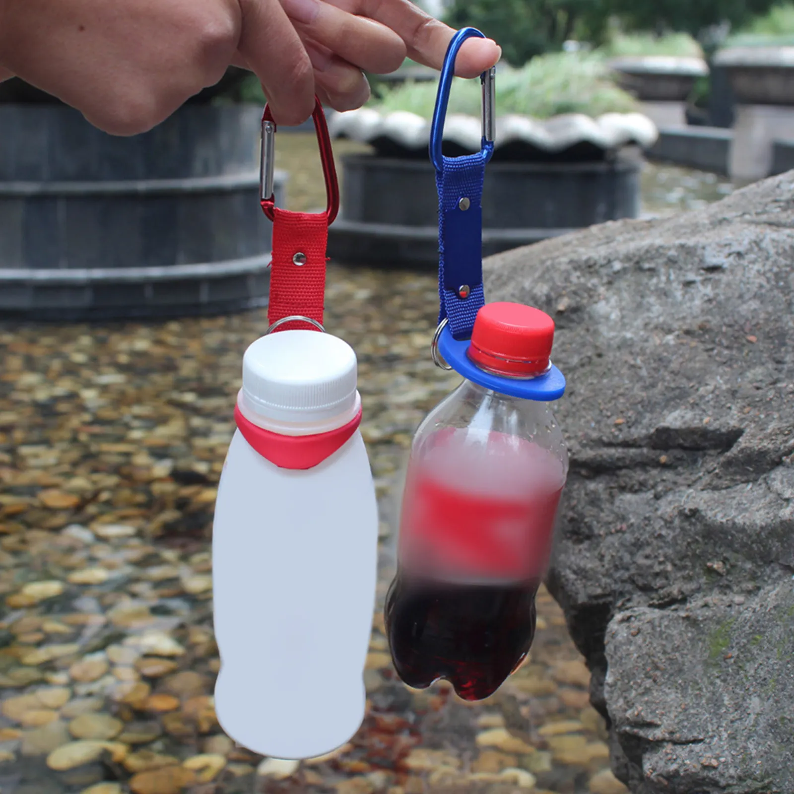 4pcs Portable Water Bottle Hanging Buckle Clip for Backpack, Camping, Hiking, Fishing & Travel