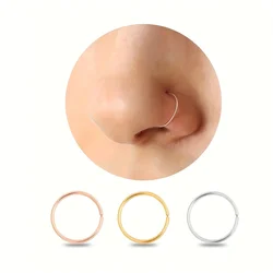 3pcs 20G/16G 6/8/10mm Nose Rings Hoops Set Small Thin Piercing Jewelry Elegant Minimalist For Septum Gold Silver Rose Gold Color