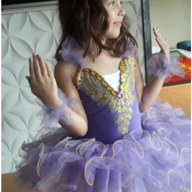 子供バレエダンスドレス、女の子白鳥祭りパフォーマンス衣装、新しいソフトガーゼプリンセスドレスふわふわパフォーマンス