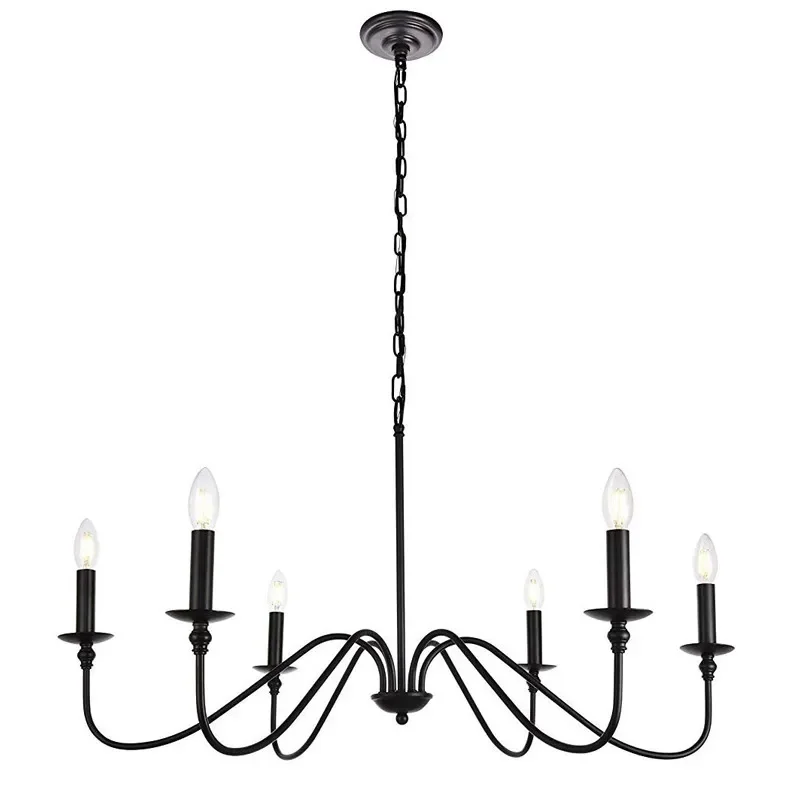 

Modern Simple American Iron Chandelier Light Personality Living Room Kitchen Dining Room Lamp Bedroom Study Candle Lighting