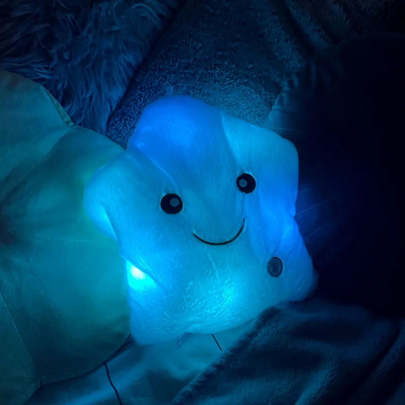 Creative Toy 34CM Luminous Pillow Soft Stuffed Plush Glowing Colorful Stars Cushion Led Light Toys Gift For Kids Children Girls