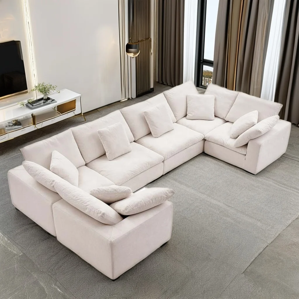 High-Density Sponge Home Use Living Room Sofa Modular Cloud Sofa Sectional U Shape Sofa Set Furniture