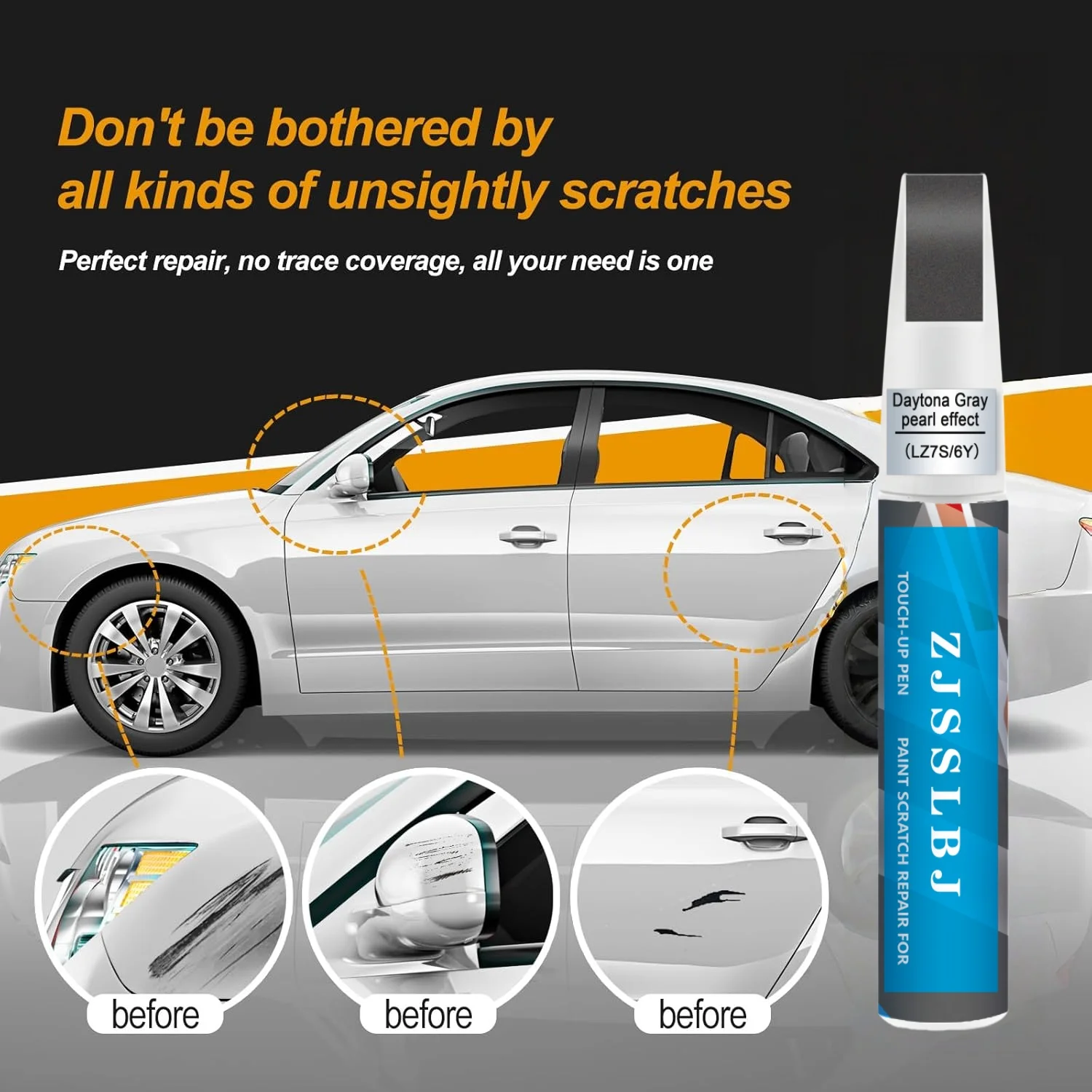 Car Touch Up Paint(Daytona Gray Pearl(LZ7S/6Y)) for Audi, Car Paint Scratch Repair Kit, Quick & Easy Solution to Repair