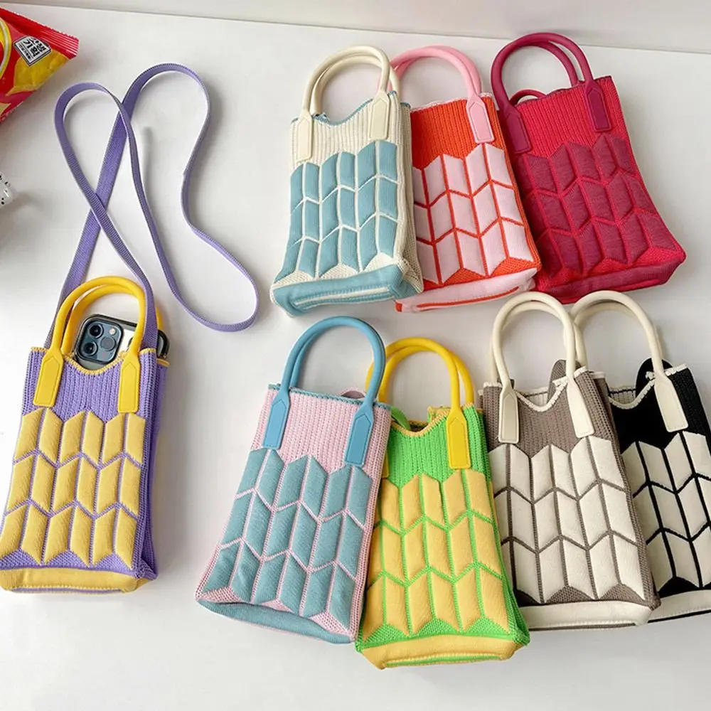 Damska prosta torba na telefon damska dzianinowa torebka torba na ramię Crossbody Casual damska moda mała portmonetka