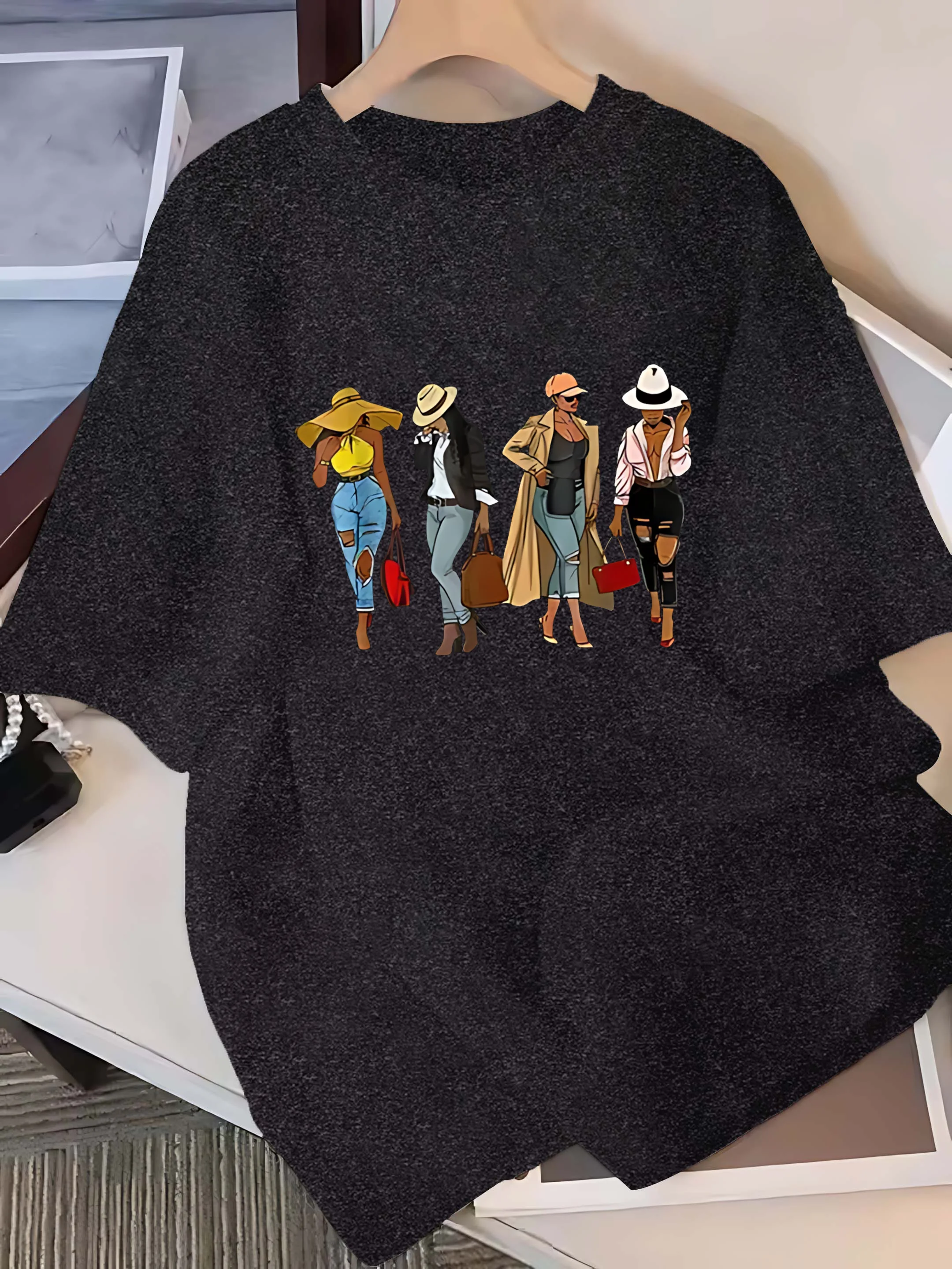 Plus - Size Six Colour Short - Sleeve Tee: Stylish Women’s Fashion Graphic