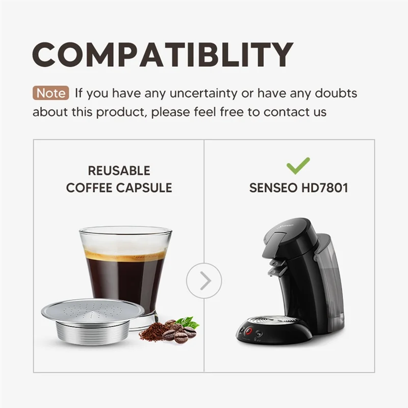 Cápsulas de café reutilizáveis de aço inoxidável A74X para máquina Senseo HD7801 Máquina de café Espresso Filtro Metal Tamper