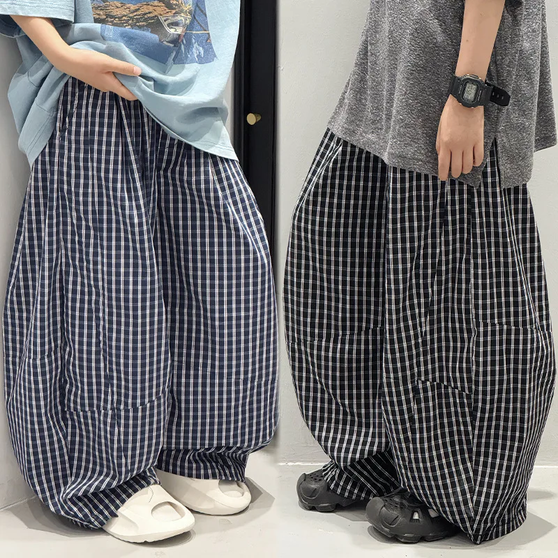 

Baoduo children's clothing children's summer pants plaid trousers 2025 new boys casual pants mosquito-proof trousers