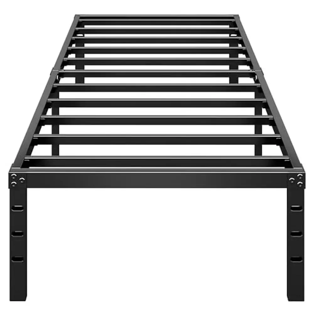 Twin Size Metal Bed Frame 14 Inch Tall No Box Spring Needed Strong Support Slat Easy Assembly Quiet Sleep Black Finish 660lbs