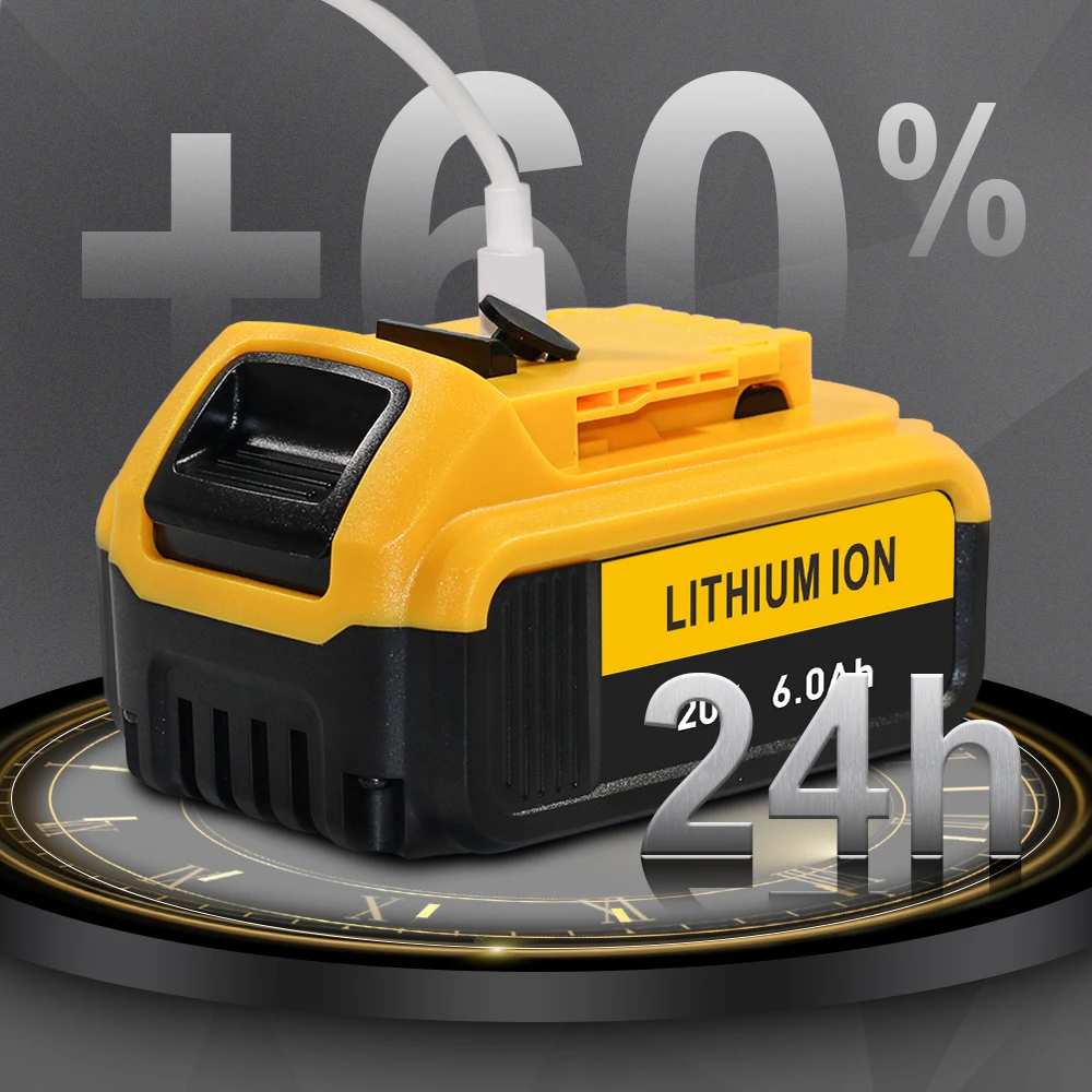 Lithiová baterie do elektrického nářadí pro DEWALT 20V 3,0Ah 4,0Ah 5,0Ah 6000mAh Typ-C Pro DEWALT DCB200 DCB202 DCB203 DCB204 DCB205 DCB206 - náhled 5
