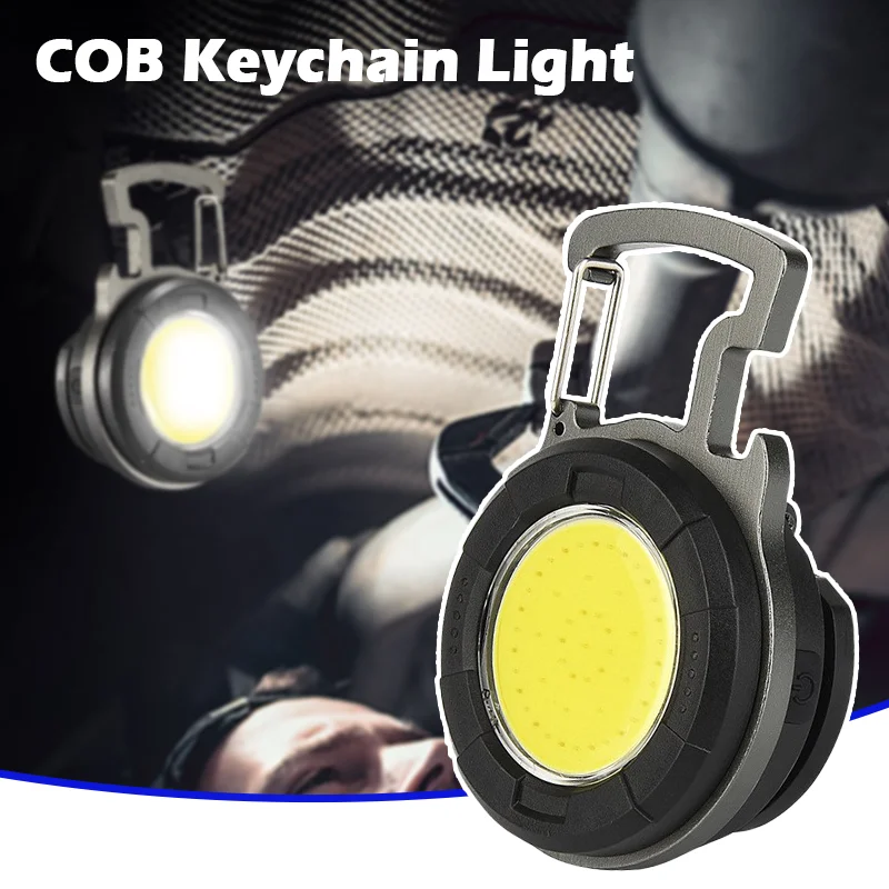 Mini Keychain Light Multifunctional Camping Flashlight Portable USB Rechargeable LED Bright Waterproof Small Emergency Light