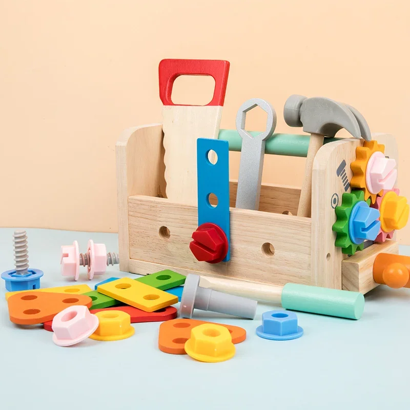 Houten gereedschapsset voor kinderen Montessori werkbankconstructie Educatief speelgoed voor kerstverjaardagscadeaus voor jongens