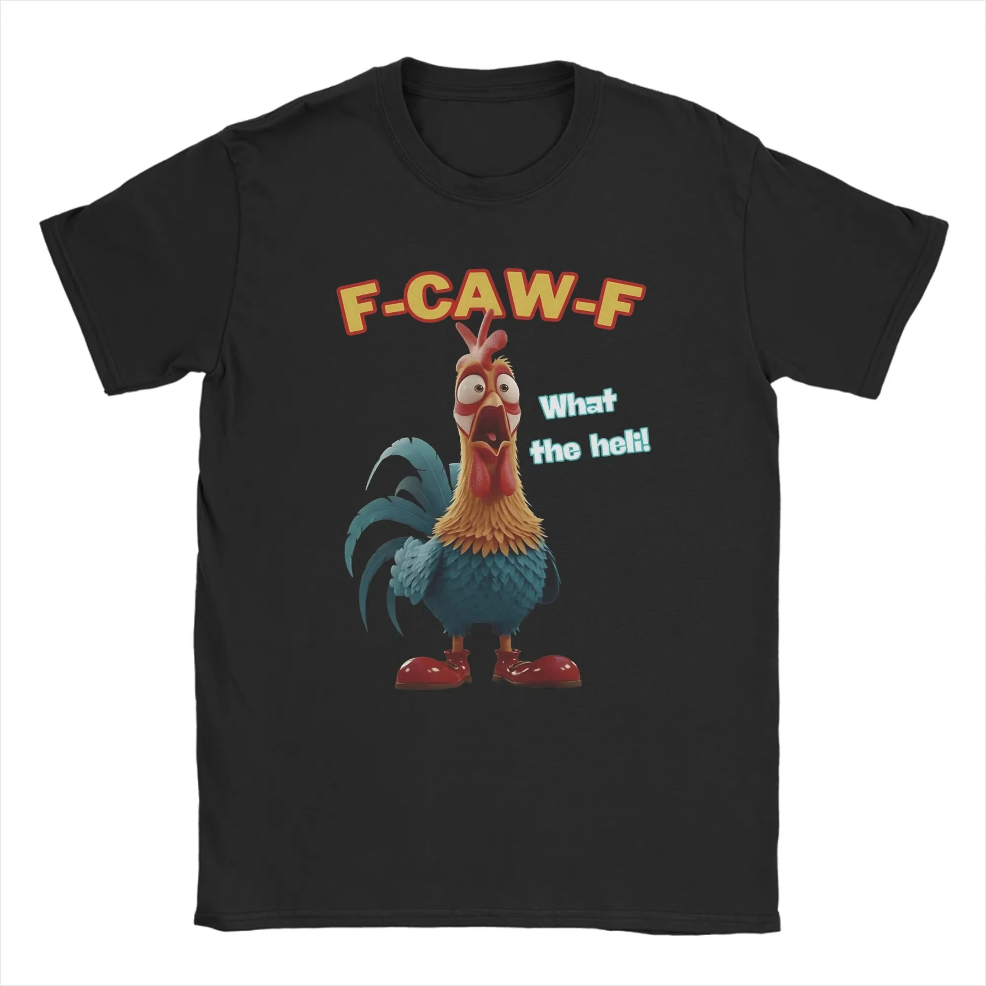 

Vintage T Shirt Summer Funny Chicken F-CAW-F What The Heli Poultry Humor Leisure T-Shirts Cotton Tshirt for Man Y2K Top Tees