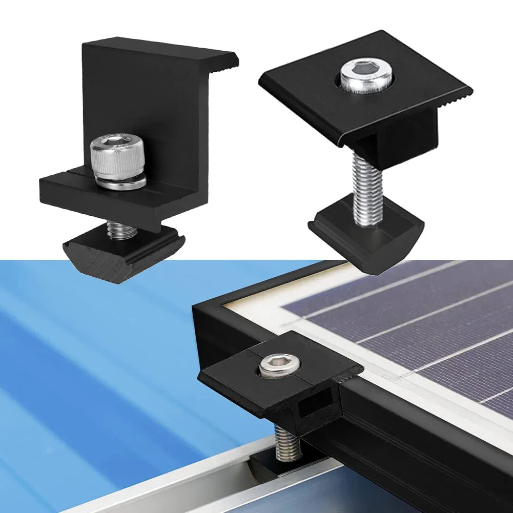 Solar Module Mounting End Clamp Center Clamp Adjustable Black 30mm/35mm Wear Resistant Solar Modules