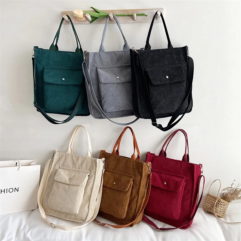 

2022 new corduroy messenger bag female Korean student canvas bag large capacity literary minimalist canvas handbag designer bag