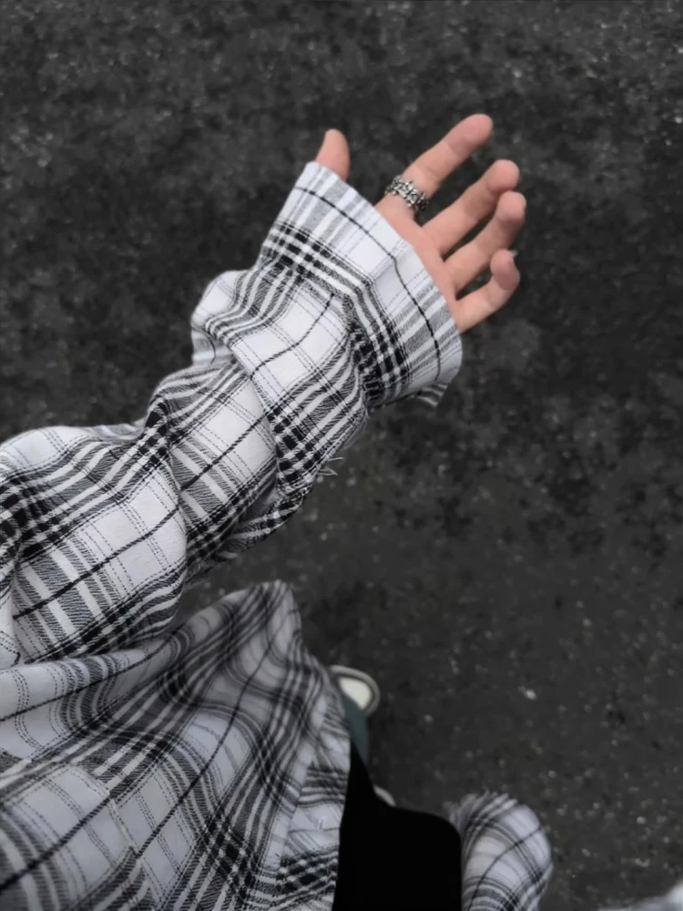 

y Plaid Long Sve Мужская верхняя одежда irt Многослойная осенняя одежда Cleanfit Молодежная верхняя одежда Sli Повседневная свободная посадка из полиэстера...