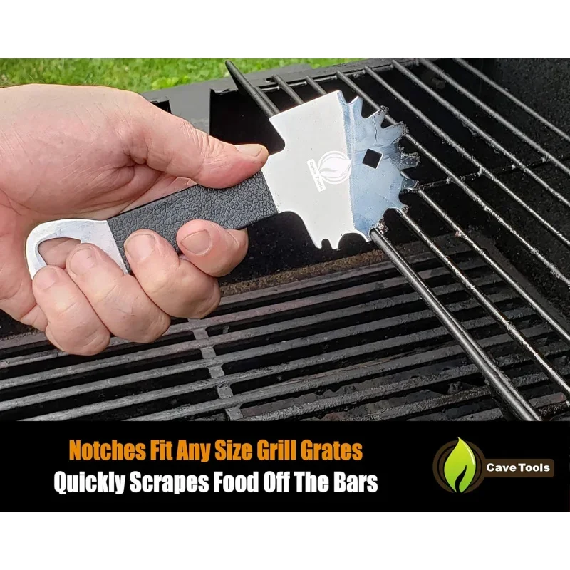 Cave Tools Bristle-Free Metal;Griddle Scraper-Includes Bottle Opener-Barbeque Brush Substitute-BBQ Grill Accessories