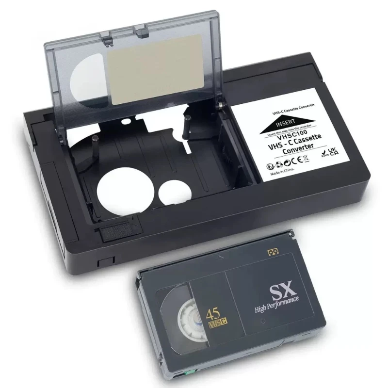 Front Load Media Shell for Small Camcorder Tape Use, VHSC Model for Full-Size Video Deck Viewing, Single-Battery Use, Not for