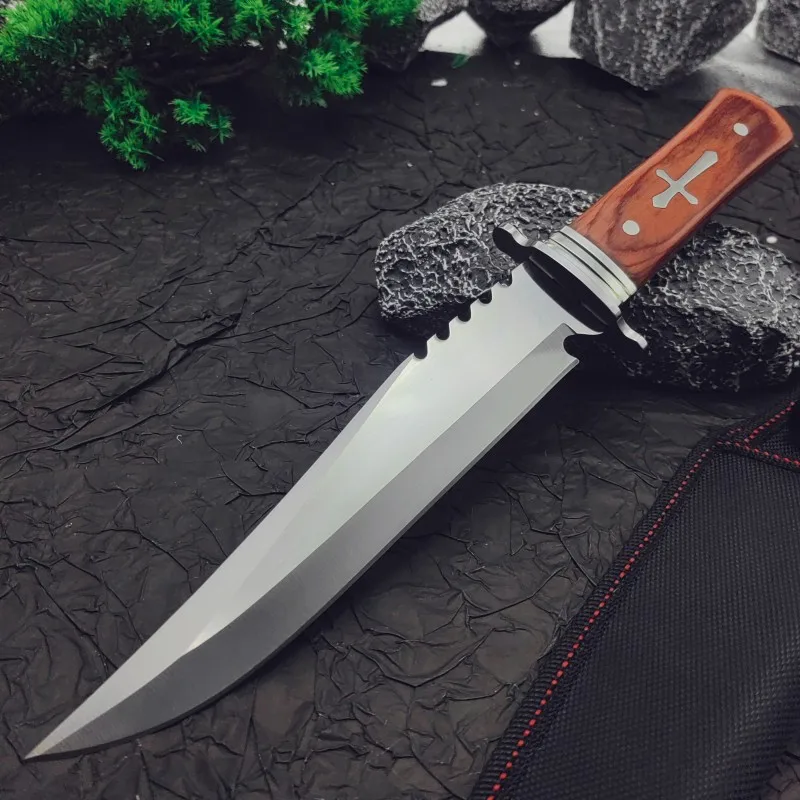 Laredo Small Sandalwood Handle 9Cr13Mov Blade Outdoor Fixed Blade Small Straight Knife Camping Picnic Portable Knife Tactical