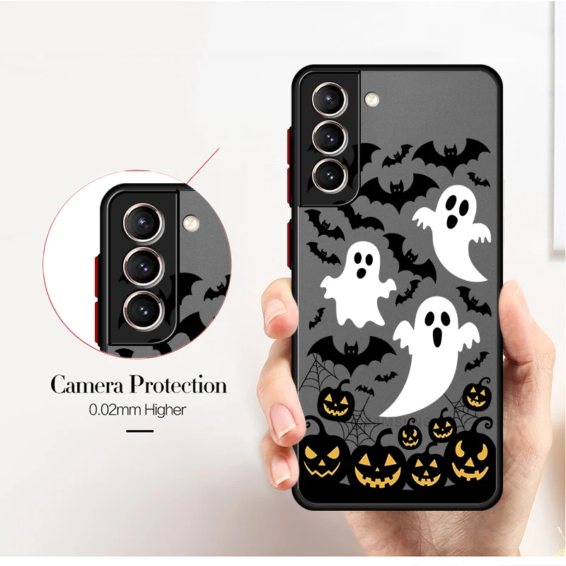 Case voor Samsung Galaxy S25 Rand S22 Plus S23 Ultra S20 S10 S9 S24 FE S21 Terug Telefoon Cover cartoon Halloween Kasteel Kat