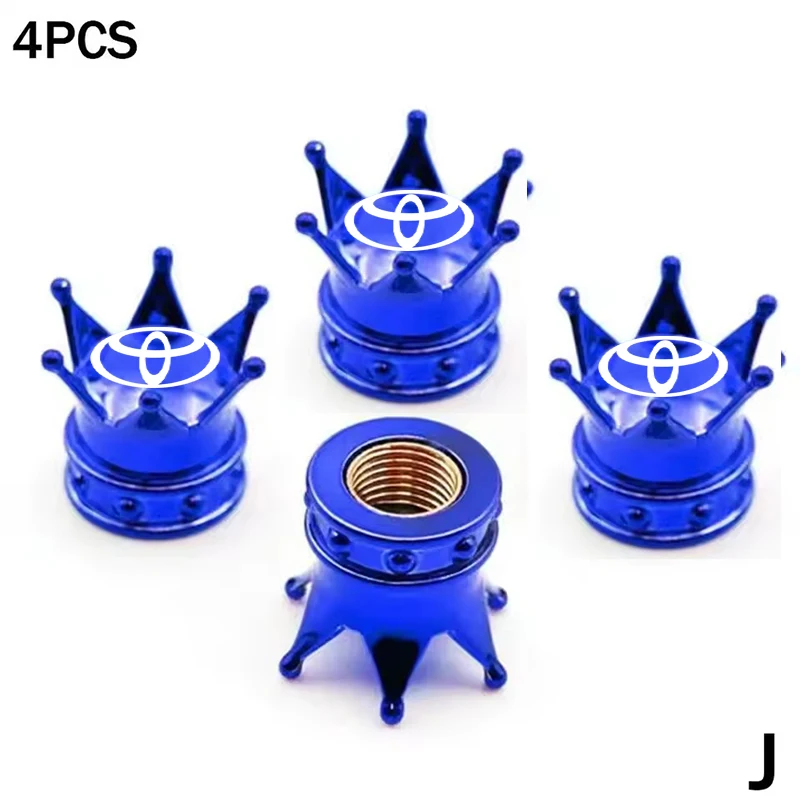 4 قطعة قبعات جذع صمام الإطارات على شكل تاج ، غطاء قبعات الهواء ، أغطية صمامات مقاومة للغبار والماء من سبائك الألومنيوم لجميع تويوتا #3