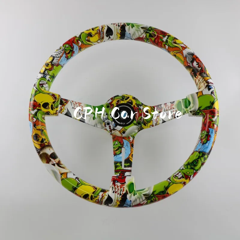 Brand New Non-Slip Cartoon Style Car Steering Wheel 14 Inch/350MM Sports Drift SteeringWheel Universal With Horn Button