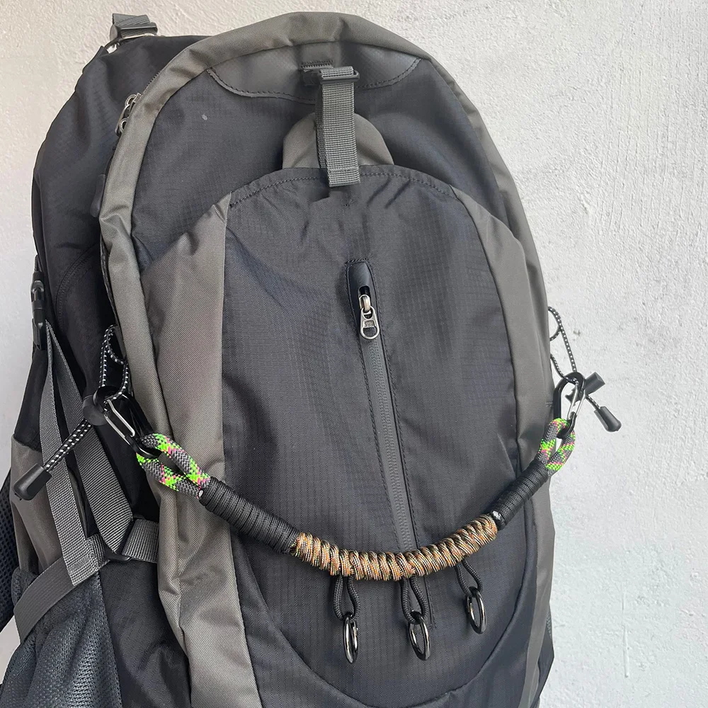Handgewebter Seilrucksack, große Größe, mit mehreren Schnallen, Hängeseil, Wandertasche, dekorative Seilkette, Verlängerungsseil für Wandertaschen – Detail 6