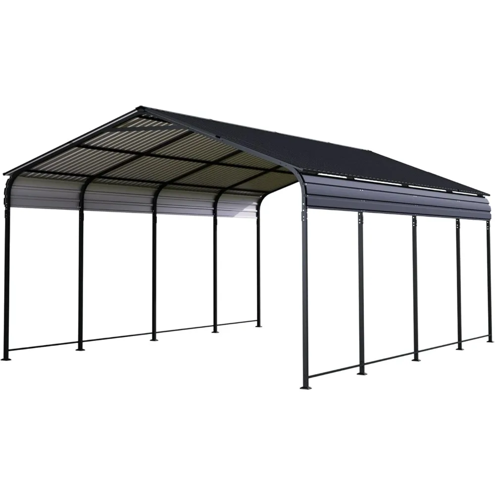

12x20 FT Heavy Duty Metal Carport, Outdoor Car Shelter with Galvanized Steel Roof and Reinforced Base, All-Weather Garage Canopy