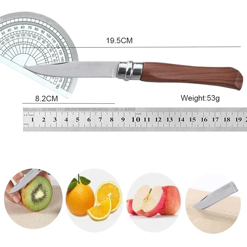 Stainless Steel Folding Fruit` Knife Portable Pocket Wooden Handle Kitchen Accessories Fruit and Vegetable Knife