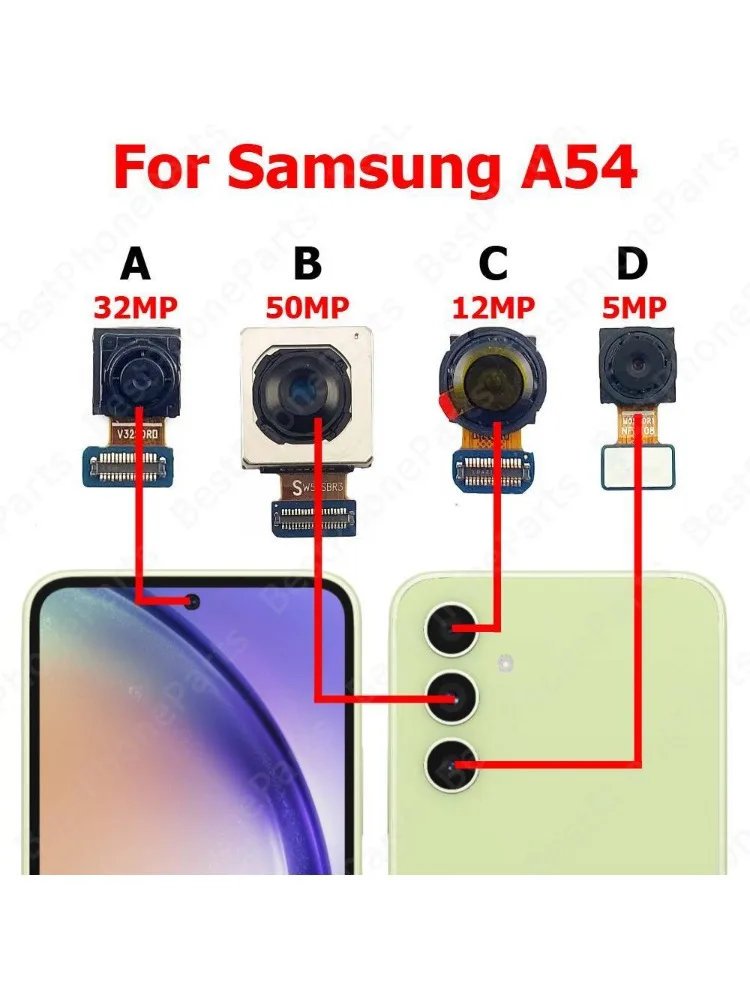 Tylna i przednia kamera do Samsung A54 5G A546, moduł kamery selfie, części zamienne do telefonu komórkowego — zdjęcie produktu 2