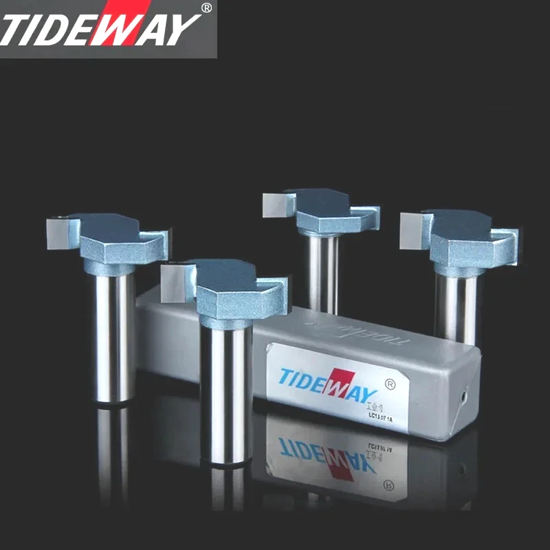 

Tideway Industrial Grade 2 Teeth T-type Slotting Milling Cutter Tungsten Carbide T-slot Woodworking Router Bit CNC Grooving Tool