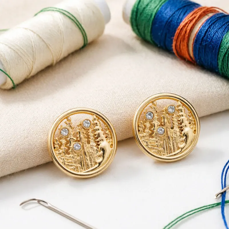 Filigrane Metallknöpfe mit Strass, durchbrochene Kristallknöpfe für Kleidung, Nähzubehör, 18 mm, 23 mm, 10 Stück/Lot – Detail 4