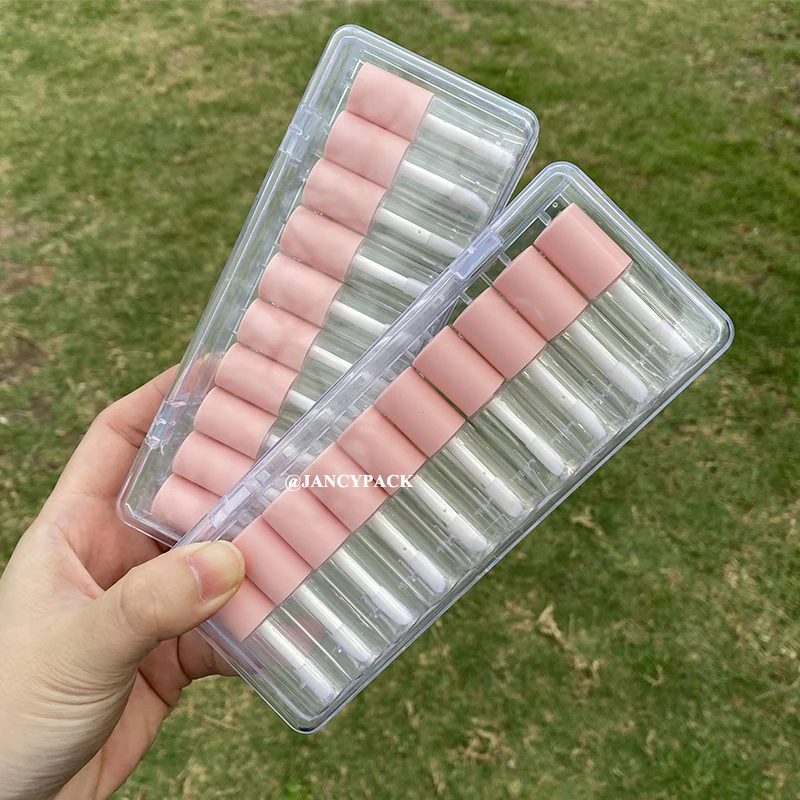 Pink Black cute cosmetic packaging 10pcs per set mini pink round lip gloss tube clear DIY lipstick lip gloss containers tube wit