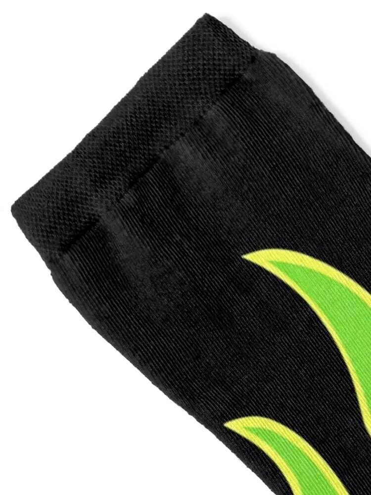 Lime Green Flame Socks Rugby golf sheer Thermal man winter Socks Men's Women's