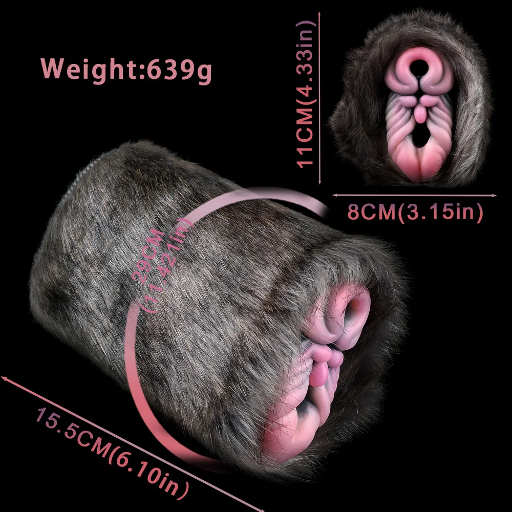 GEEBA Dual Channel Male Masturbator In Fur Fantasy Furry Onahole  Realistic Vagina Soft Silicone Sex Toy For Men Penis Exerciser image 6