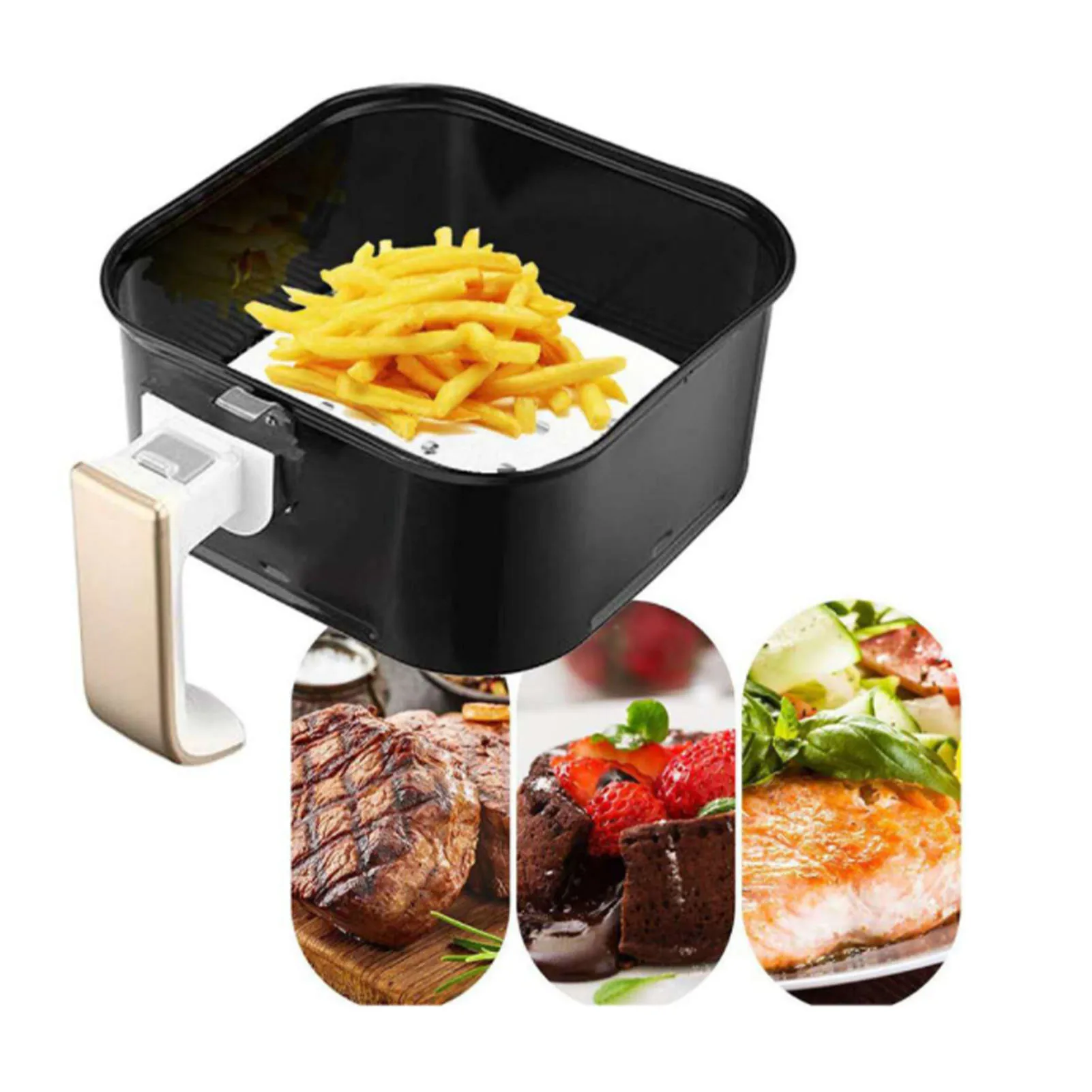 200pcs Air Fryer Liners Square Air Fryer Paper 10 Inch Disposable ​Baking Sheets Perforated Wood Pulp Papers Steamer Cooking M