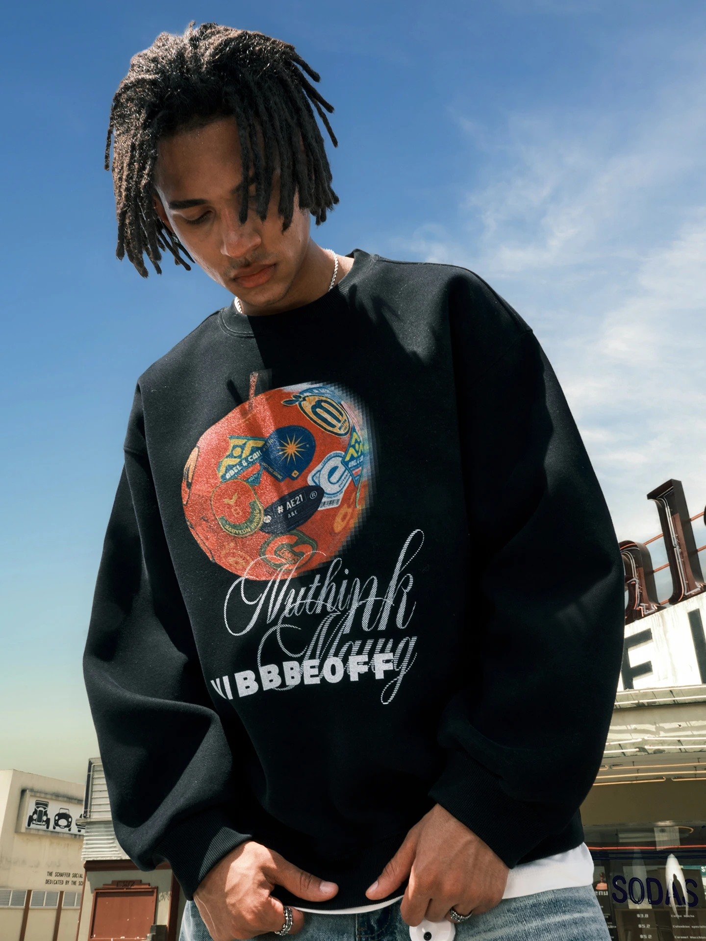 

Свитшот Nuthink American Style с круглым вырезом и буквенным принтом, плотный, в стиле ретро, новая модель Весна 2026, комфортный, утепленный